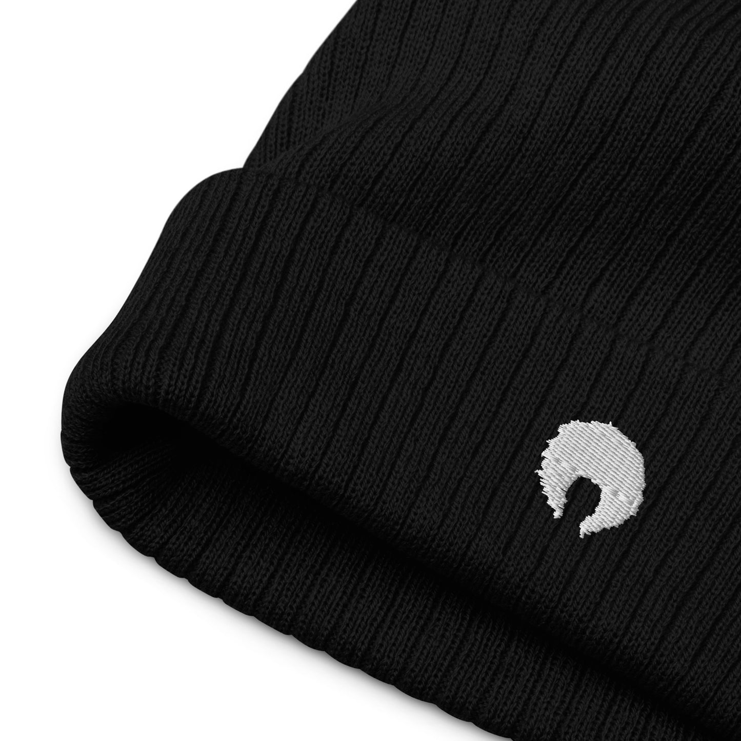 Ribbed Knit Beanie - White Logo
